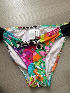 Trina Turk Multicolor Floral Bikini Bottom with Black Accents